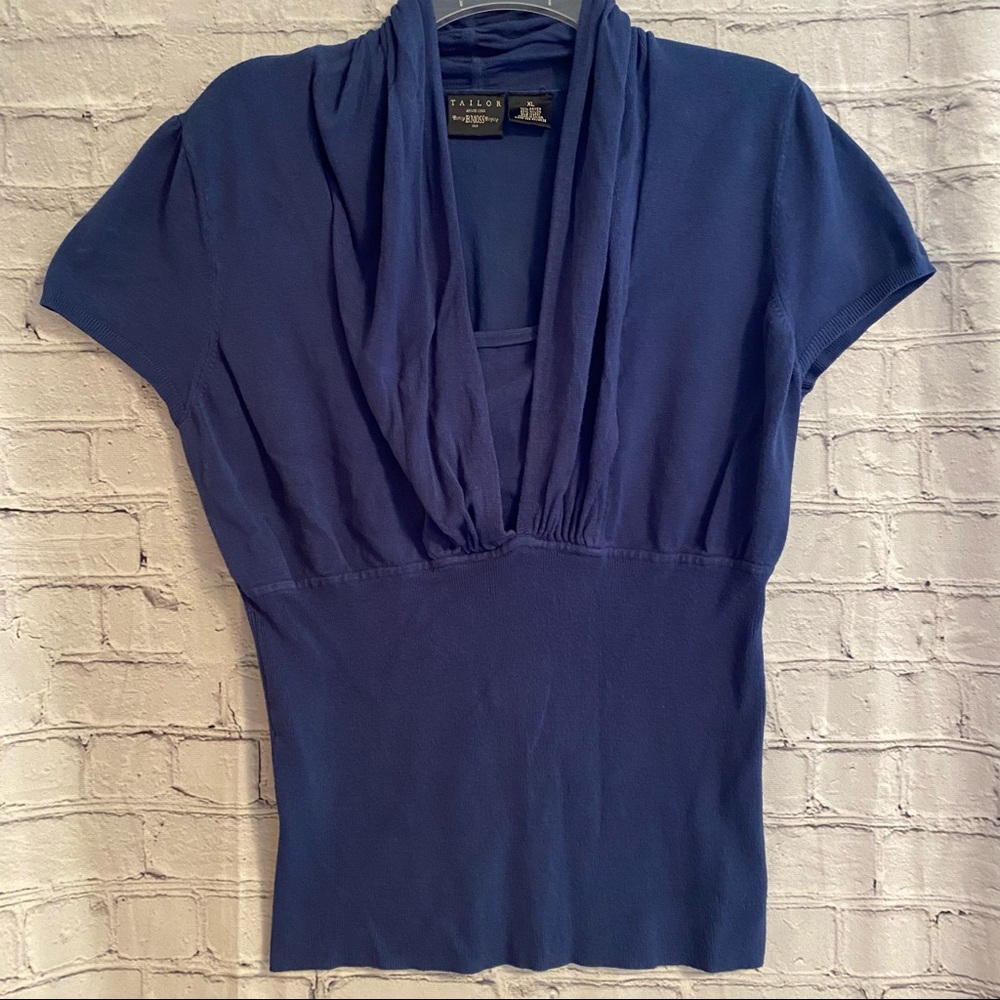 Beautiful Blue Short-Sleeve Sweater Made by B Moss Size XL